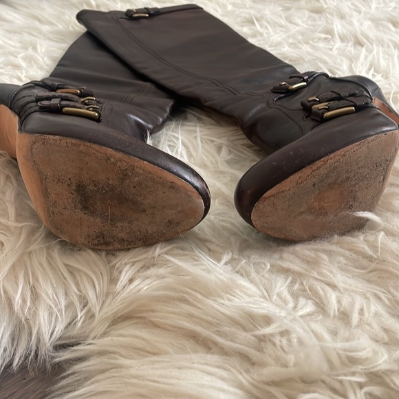 COACH Miriam High-Heel Tall Boots. Brown and gold. Size 8. Excellent condition. - Picture 4 of 5